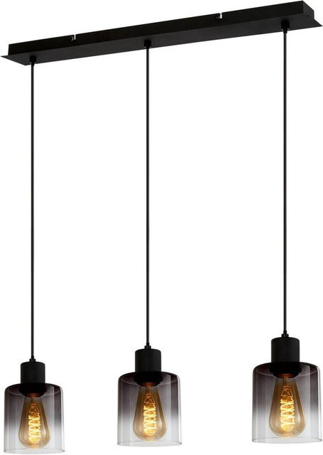 Pocoline Pendelleuchte Nera in Schwarz mit Rauchglas, B/H/T: 62 x 120 x 10 cm, E27, 3 Leuchtmittel - Bild 1
