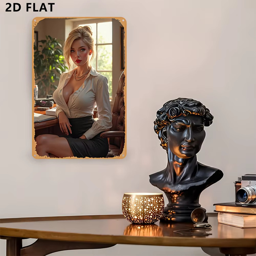 CIFBUY Vintage Metall-Wandkunst Dekoration – Abstraktes Frauenporträt als Aluminium-Schild in Mehrfarbig - Bild 3