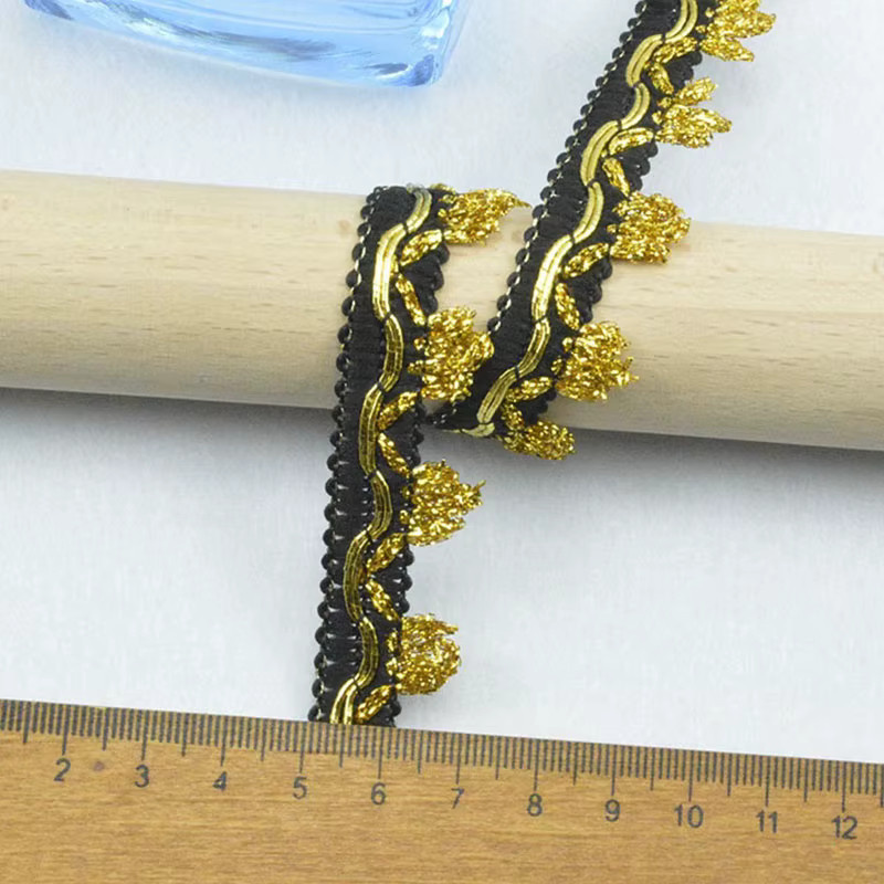 Goldene Spitzenborte mit gebogener Kante für Vorhänge und DIY-Handarbeit, 5 m pro Packung - Bild 2