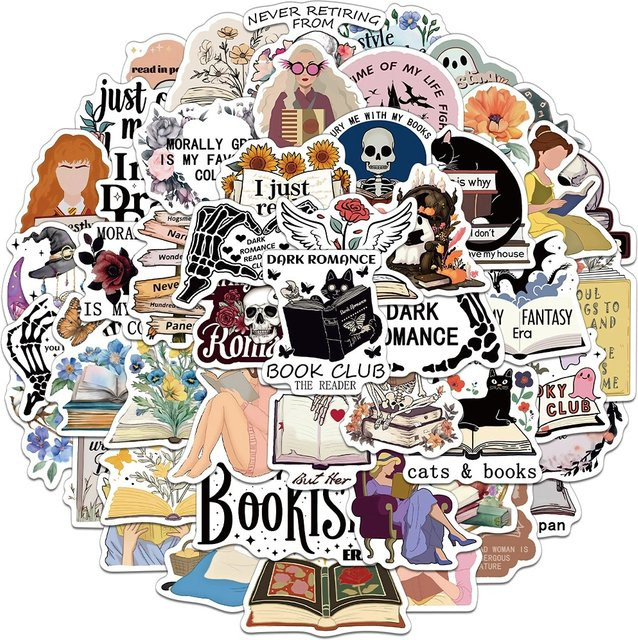 Disney Bookish Cartoon Ästhetische Aufkleber, Bunt / Mehrfarbig - Bild 1