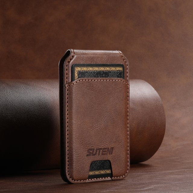 SUTENI Luxus MagSafe Leder Handy Geldbörse mit Flip Pocket zur Kartenaufbewahrung in Schwarz oder Braun - Bild 1