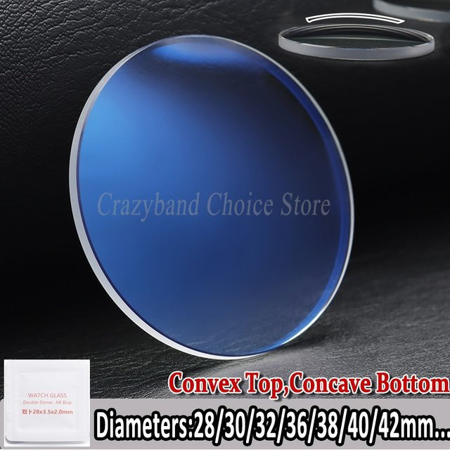 Uhrenglas Saphir, doppelt gewölbtes AR-Blau, 28 mm–38,5 mm, Unisex - Bild 1