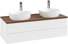 V&B Waschtischunterschrank Antao mit Frontstruktur und Beleuchtung, Farbe: Weiß, B/T/H: 120 x 50 x 50 cm - Bild 1