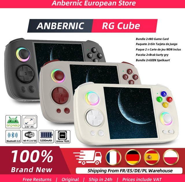 Anbernic RG Cube Retro Handheld Game Console mit Android 13, Multi-Touchscreen und 128 GB Speicher, Multicolor/Weiß - Bild 1