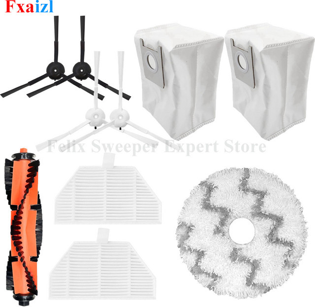Zubehör-Set für Xiaomi Roidmi EVA selbstreinigender Entleerungsroboter-Staubsauger SDJ06RM mit Hauptseitenbürste, Hepa-Filter, Staubbeuteln und Mopptüchern in Weiß - Bild 1