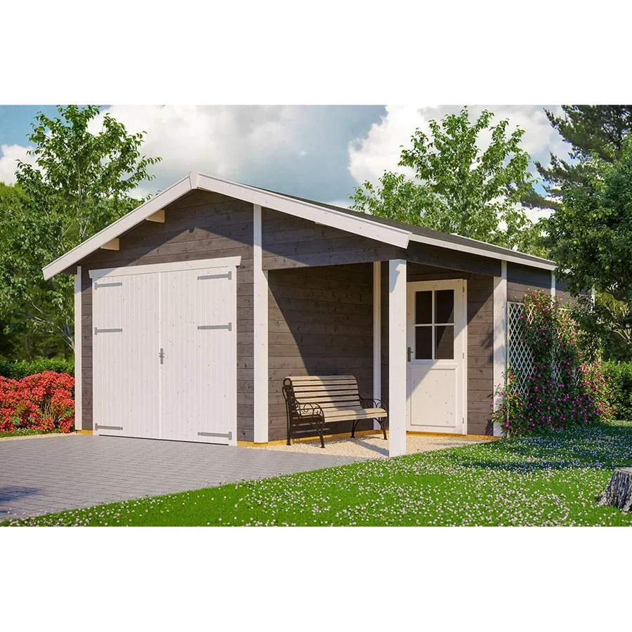 Holzgarage Varberg 2 von Skanholz in Schiefergrau, B/T: 500 x 525 cm - Bild 2