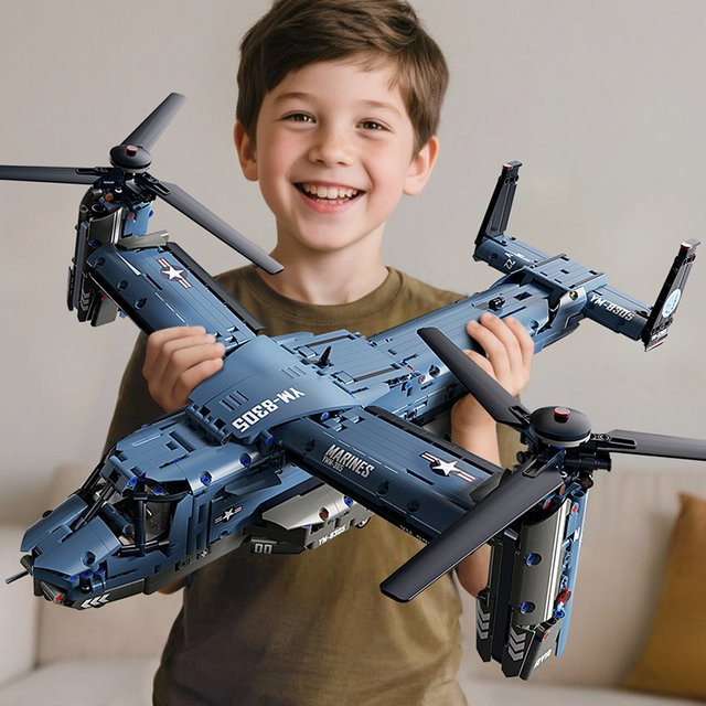 TOYLINX Tiltrotor Flugzeug Hubschrauber, Bausteine, 1486 Stück - Bild 1