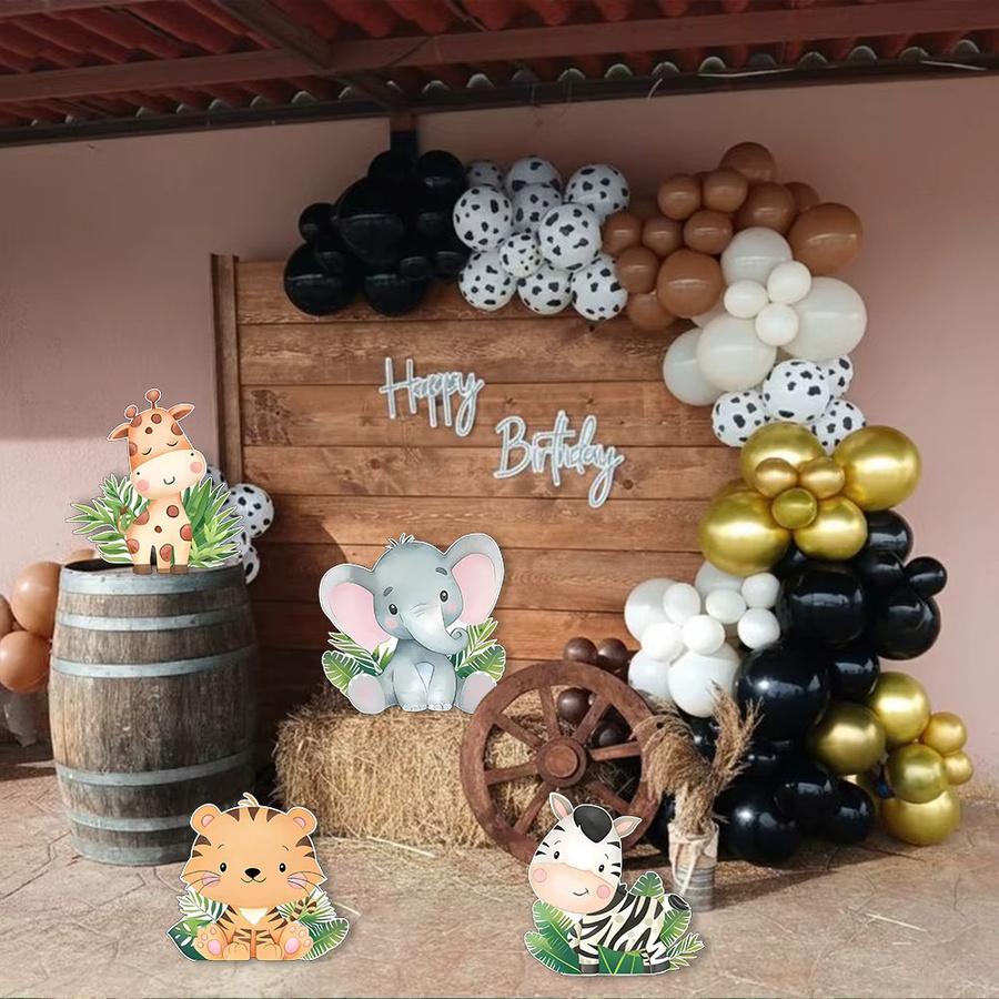 AFYPRTY 4er Set Dschungeltier Dekorationen aus Schaumstoff mit Papierständern für Safari Geburtstagsparty, Mehrfarbig - Bild 3