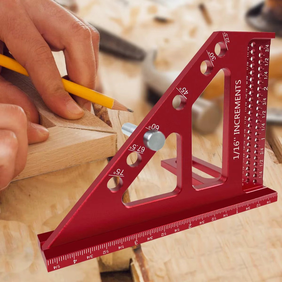 Wnew 3D-Mehrwinkel-Messlineal als quadratischer Winkelmesser für die Holzbearbeitung in Schwarz und Rot - Bild 4