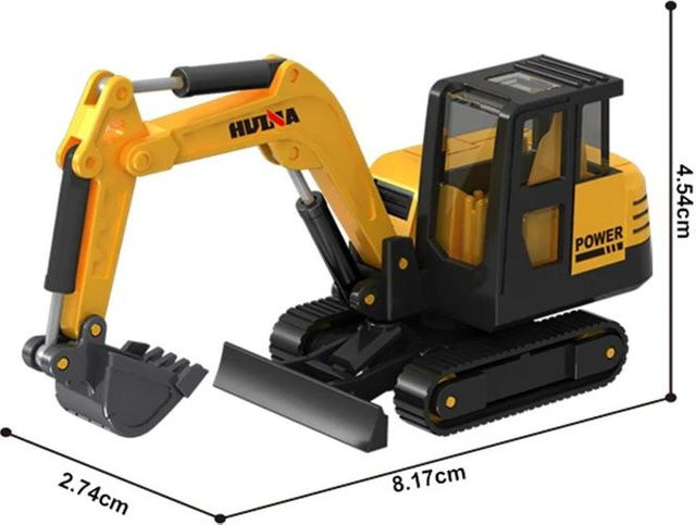 HUINA Bagger Bulldozer Muldenkipper Straßenwalze, Diecast Ingenieurfahrzeug, 1:80, ab 14 Jahre - Bild 1