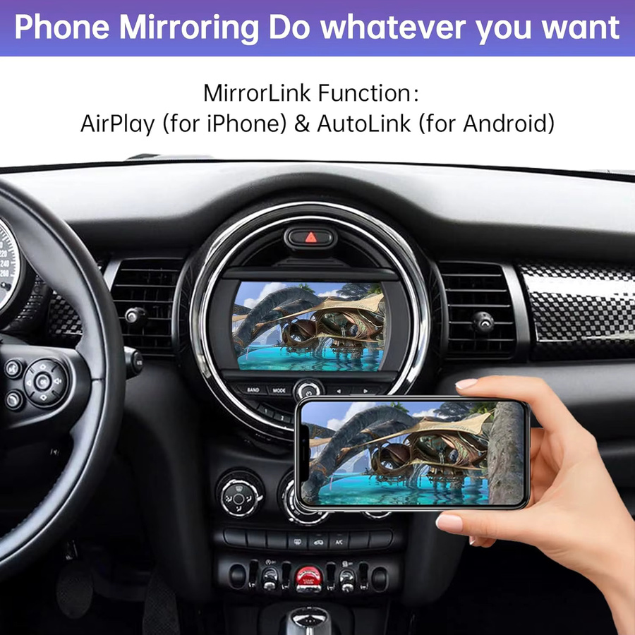AUTOABC Kabelloses CarPlay Interface für BMW Mini Cooper One Hatch Clubman F55 F56 F54 F57 NBT System mit Android Auto und Mirror Link in Schwarz - Bild 5