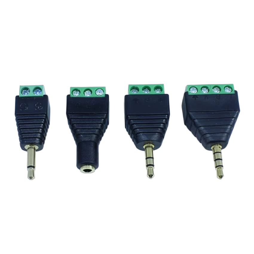 YuXi Audio Adapter Mono Stereo Schraubklemme Stecker und Buchse für 2,5mm und 3,5mm Klinken in Schwarz - Bild 2