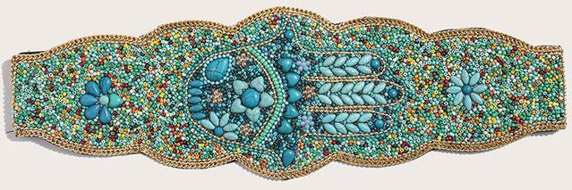 Taillengürtel mit Perlen und Muschelakzenten, blau, Damen - Bild 1
