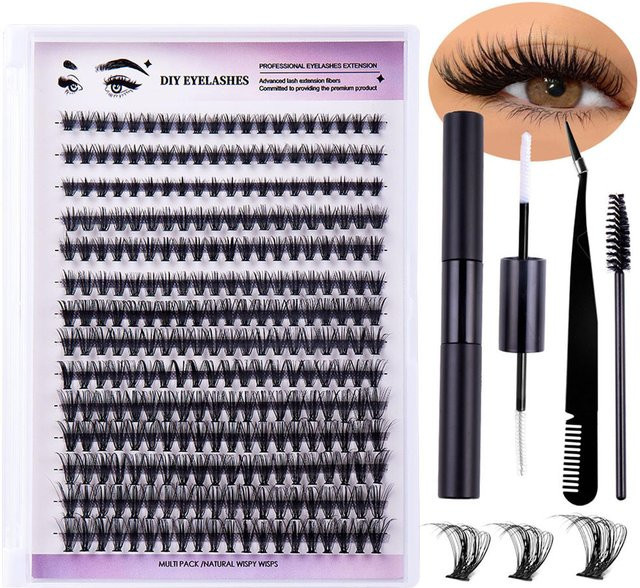 Beautyyy Einzelne Wimpernverlängerung DIY, 280 Stk, D-Kurve, Schwarz - Bild 1