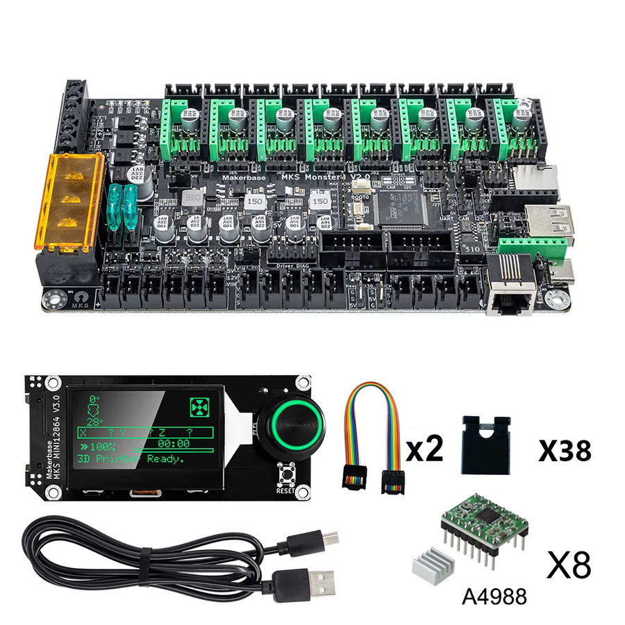 MKS Monster8 V2.0 32-Bit 8-Achsen Motherboard für FDM 3D-Drucker in Schwarz - Bild 4