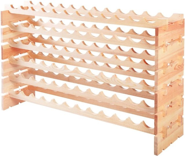 Costway Weinregal aus Kiefernholz stapelbar für 72 Flaschen, Farbe Beige/Braun, B/T/H: 119 x 29 x 72 cm - Bild 1