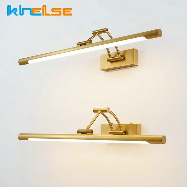 Khelse LED Wandleuchte in Gold/Messing mit verstellbarem Teleskop-Arm für Badezimmer und Schlafzimmer - Bild 1