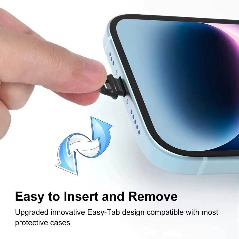 6er Set staubdichte USB-C Stecker Abdeckungen in Schwarz und Weiß inklusive Reinigungsbürste und Lanyards zur Pflege von Mobiltelefonen und Computern - Bild 2
