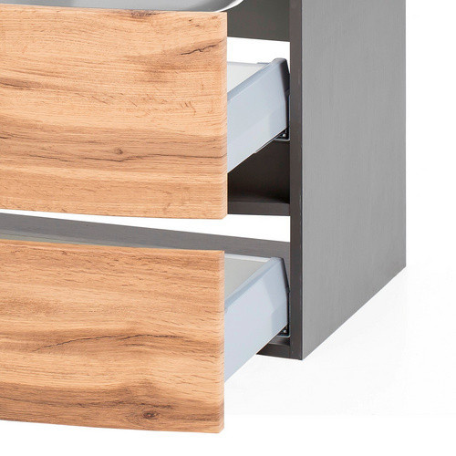 HELD MÖBEL Waschtisch-Set KOPENHAGEN in Braun und Grau, 7-teilig, modern mit LED-Beleuchtung und Soft-Close-Türen, B/T/H: 130 x 40 x 35 cm - Bild 2