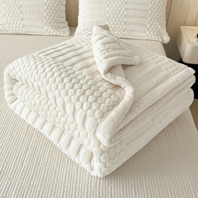 EGW Flanell Fleece Decke aus Plüsch, Farbe: Weiß, B x L: 180 x 200 cm - Bild 1