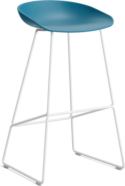 HAY About A Stool AAS 38 Hocker in Blau mit Stahlgestell und Polypropylen-Sitzschale - Bild 1