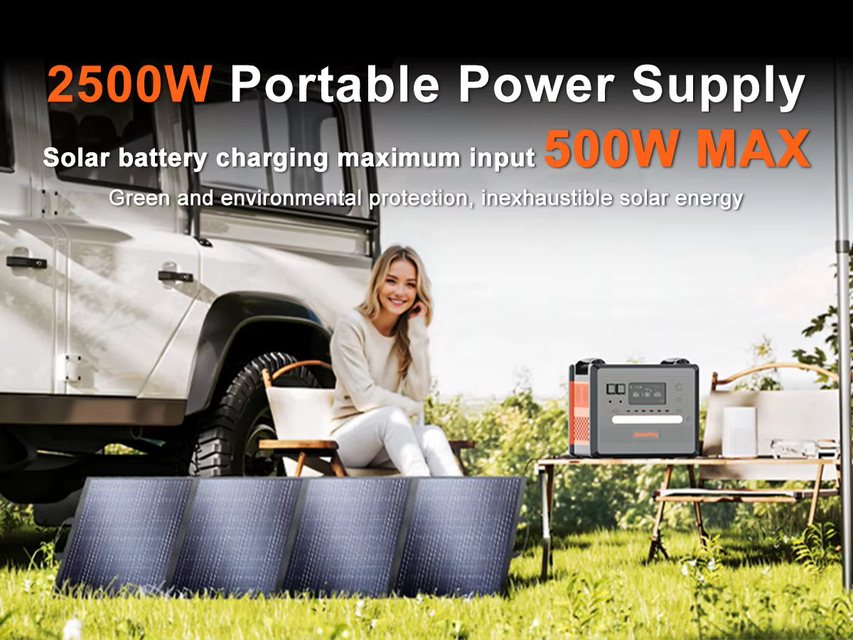 SOLARPLAY Q2402M Outdoor-Generator 2500W Tragbare Stromstation mit 200W Solarpanel und MPPT-Laderegler für Wohnmobil und Camping - Bild 2