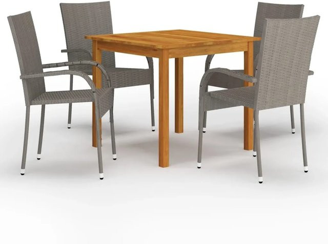 vidaXL 5-tlg Garten-Essgruppe Modell 4 aus Akazien-Massivholz in Grau - Bild 1