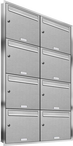 AL Briefkastensystem für 8 Parteien zur Unterputzmontage, silberfarben, B/H/T: 153,2 x 140,8 x 11,6 cm - Bild 1