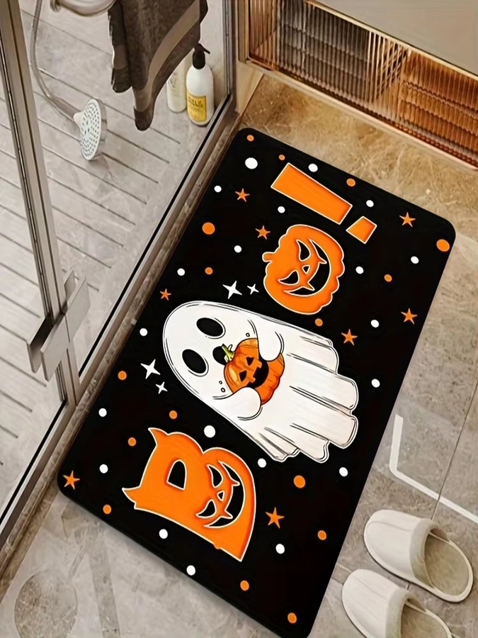 VIKAMA Halloween Teppich mit Kürbis und Geist Design, wetterfeste Fußmatte für Küche, Schlafzimmer oder Garten, B/T: 60 x 40 cm - Bild 4