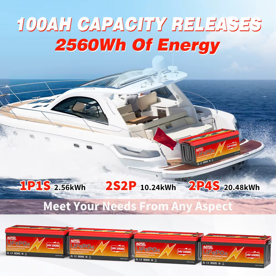 MOSEWORTH LiFePO4 Lithium-Eisenphosphat Batterie mit integriertem BMS in Rot für Wohnmobile und Solaranlagen - Bild 3