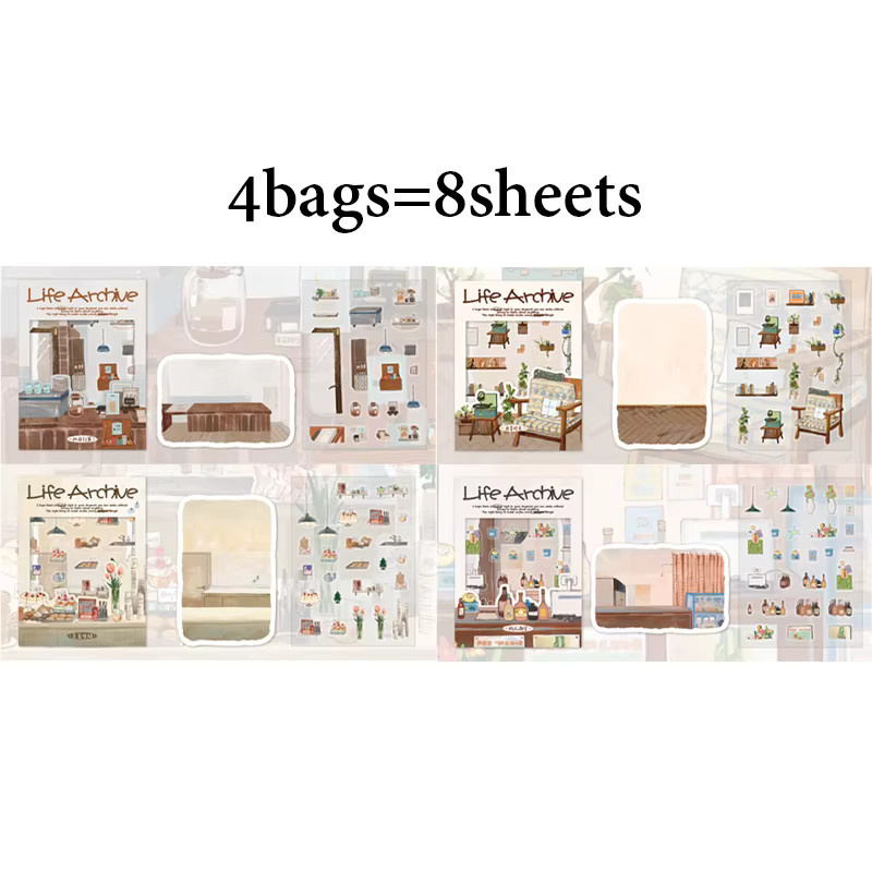 Mr.Paper Life Archive Serie Szenen-Aufkleber 4er-Pack Multicolor für DIY Journal Scrapbook und Deko - Bild 4