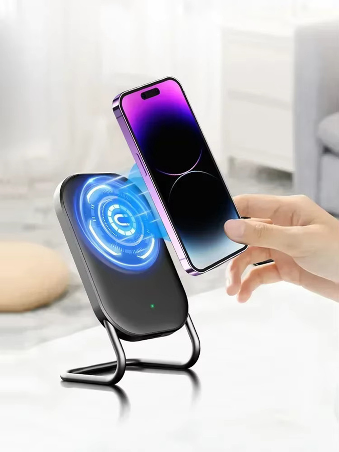 Muzisn Magnetisches kabelloses Ladegerät in Schwarz mit verstellbarem Desktop-Ständer und Schnellladefunktion für iPhone 17, 16, 15, 14 und 13 Serien - Bild 4