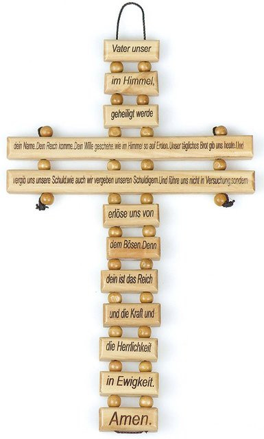 Holzkreuz Vater unser von Uljö in Beige mit religiöser Gravur - Bild 1