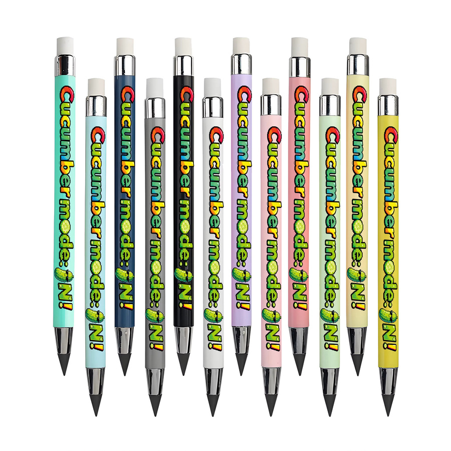 Ewige Bleistifte mit lustigem Gurkenmuster in Schwarz und Multicolour, nicht schärfend und bruchsicher, ideal für Studenten und die Schule - Bild 2