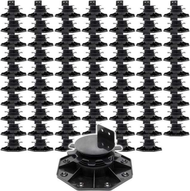 Xpotool Set 70 Stelzlager für Terrassen in Schwarz, höhenverstellbare Stellfüße für 33-64 mm, Tragkraft 2700 kg - Bild 1