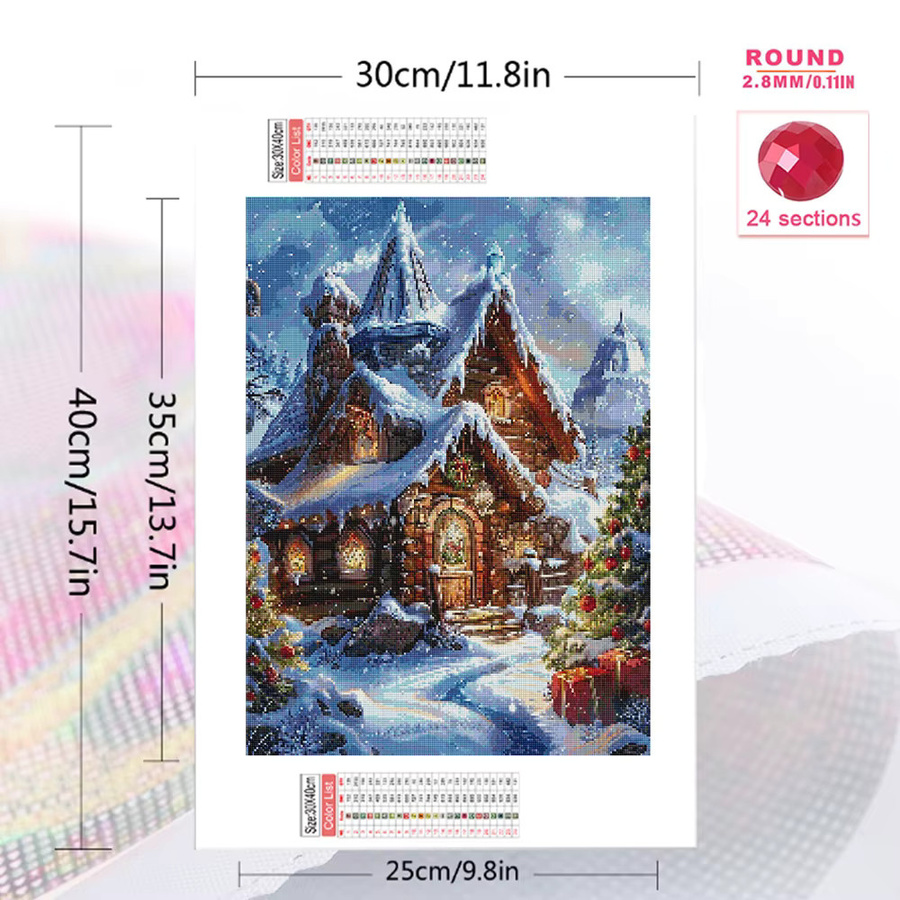 EverShine Diamantmalerei DIY Winterlandschaft mit Haus als runde Mosaik-Stickerei in Multicolour - Bild 2