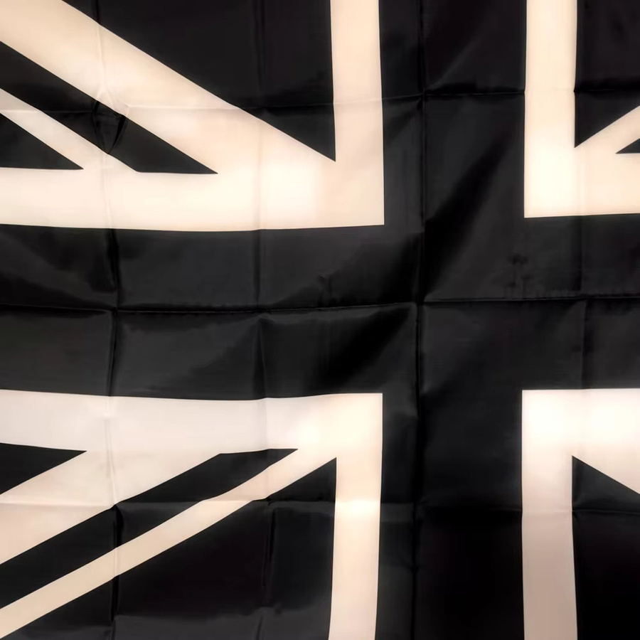 Union Jack UK-Flagge in Schwarz-Weiß aus Polyester für Außen und Innen, Wanddekoration, Breite: 90 cm, Höhe: 60 cm - Bild 3
