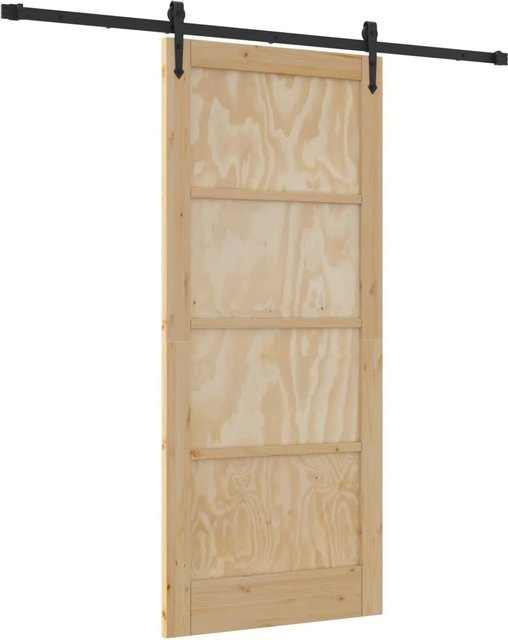 vidaXL Schiebetür ORKDAL in Natur und Schwarz, moderne Schiebetür aus Holz und Stahl, Breite: 86 cm, Höhe: 198,5 cm - Bild 1
