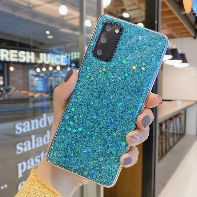 Luxus Pailletten Glitzer Silikonhülle für Samsung Galaxy A52 A12 A72 A51 A71 A50 A41 S21 Ultra 5G S20 FE S10 Plus A70 in Multicolour und Türkis - Bild 1