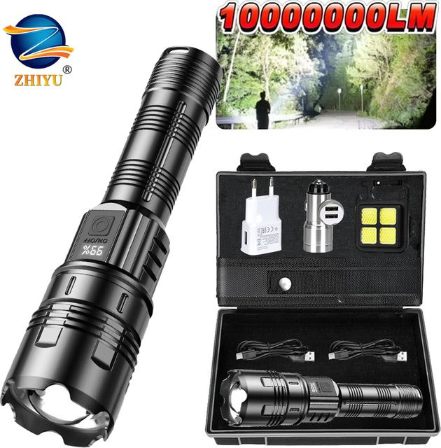 ZHIYU Wiederaufladbare LED-Taschenlampe aus Metall in Schwarz für Outdoor und Notfälle - Bild 1