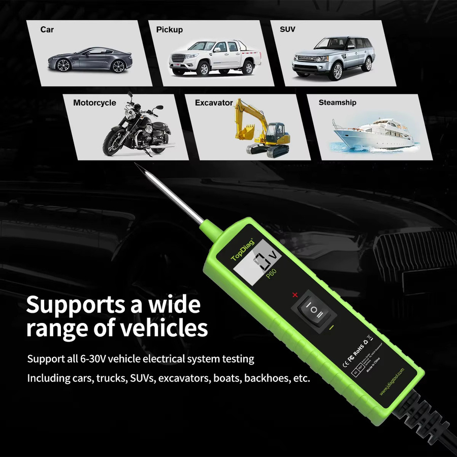 Topdiag DC 6-30V P60 Elektrisches System Tester Werkzeug für die Automobil-Diagnose und Batterieprüfung - Bild 3
