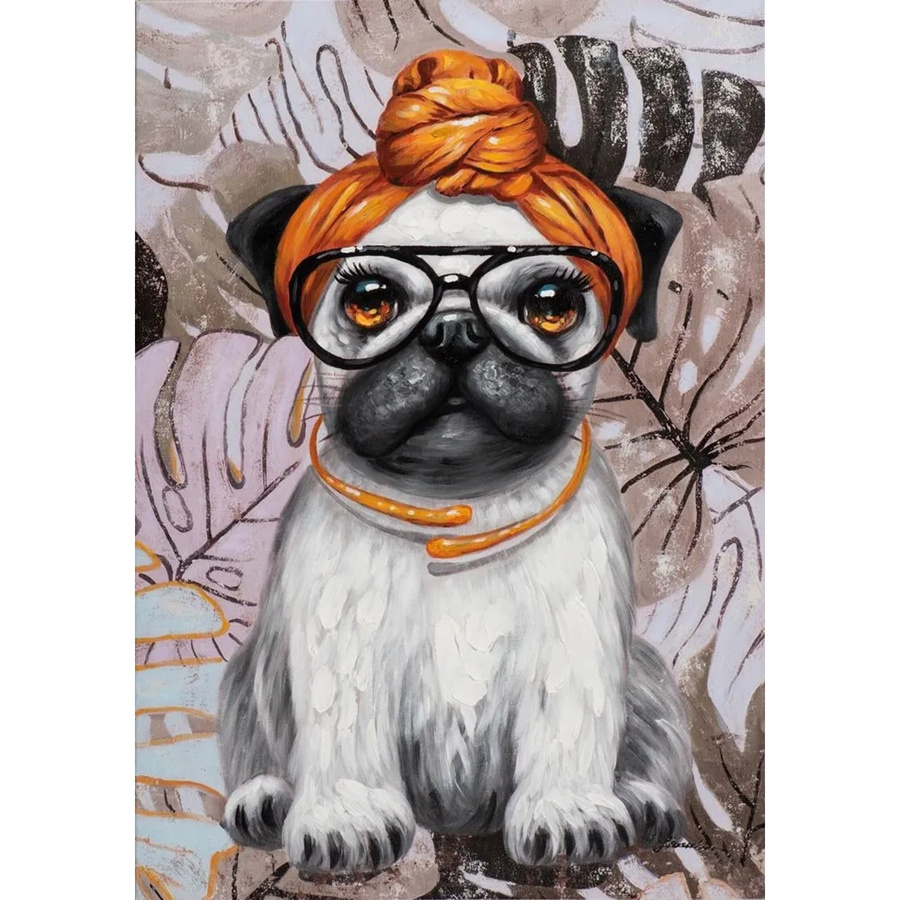 Art Universe Leinwandbild Mops mit Tuch, Mehrfarbig, Breite: 70 cm, Höhe: 100 cm - Bild 2