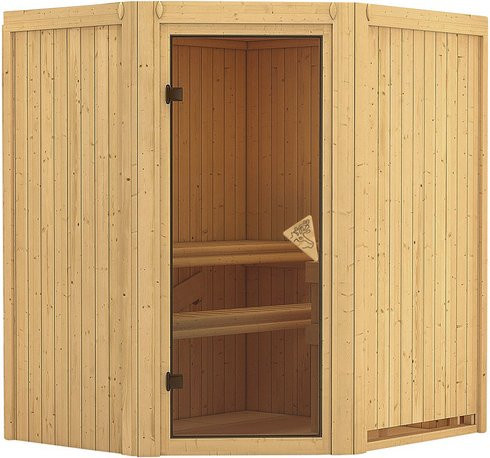 Karibu Sauna Narva für 3 Personen aus Fichte in Beige, ohne Ofen, B/T/H: 198 x 151 x 170 cm - Bild 1