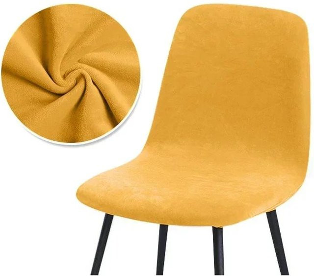 Yiran Furniture Stuhlhusse aus weichem Samt in Gelb, einfarbige Barhockerbezüge und Bankabdeckung in kurzer Größe - Bild 1