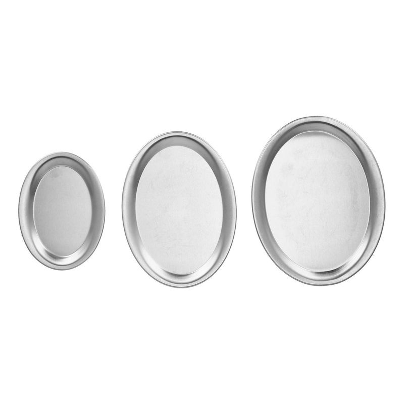 CosyHome 3er-Set Desserttabletts aus Edelstahl in Silber, ovale Serviertabletts mit Spiegelpolierter Oberfläche für Snacks und Schmuck - Bild 2