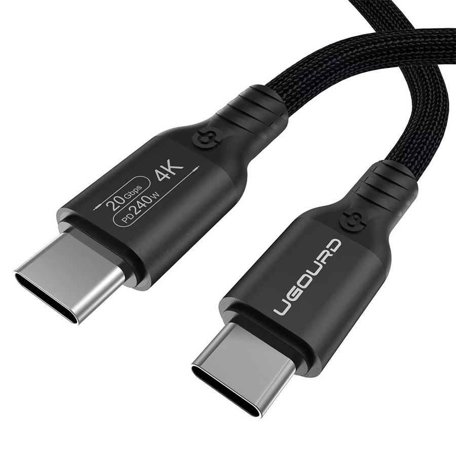 UGOURD USB-C-zu-C-Kabel USB 3.2 Gen2x2 20Gbps mit PD 3.1 240W Schnellladefunktion und 4K 60Hz Unterstützung, kompatibel mit Thunderbolt 3, Schwarz oder Grau - Bild 1