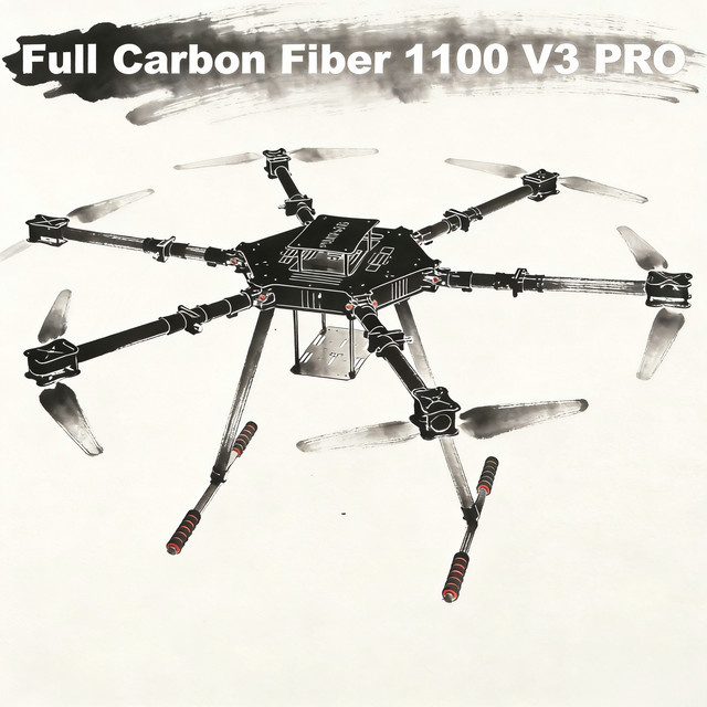 DroneHub LX1100 V3 PRO Hexa-Rotor Drohnenrahmen aus Vollcarbon in Schwarz - Bild 1