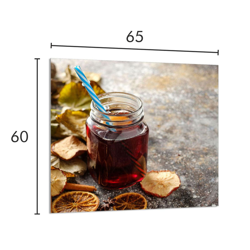 Glazen Paneel für Küche Super Merchant in Mehrfarbig mit Marmor-Design aus Acrylglas, B: 65 cm, H: 60 cm - Bild 3