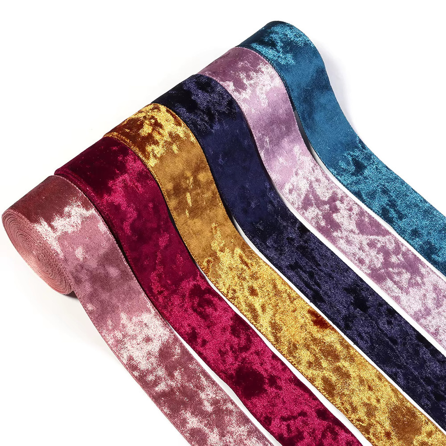 Luxus Strass Samtbänder mit einseitiger Beflockung als Satinband für Hochzeit, Geburtstag und Geschenkverpackung, 5 Yards, Farben: Rot und Mehrfarbig - Bild 4