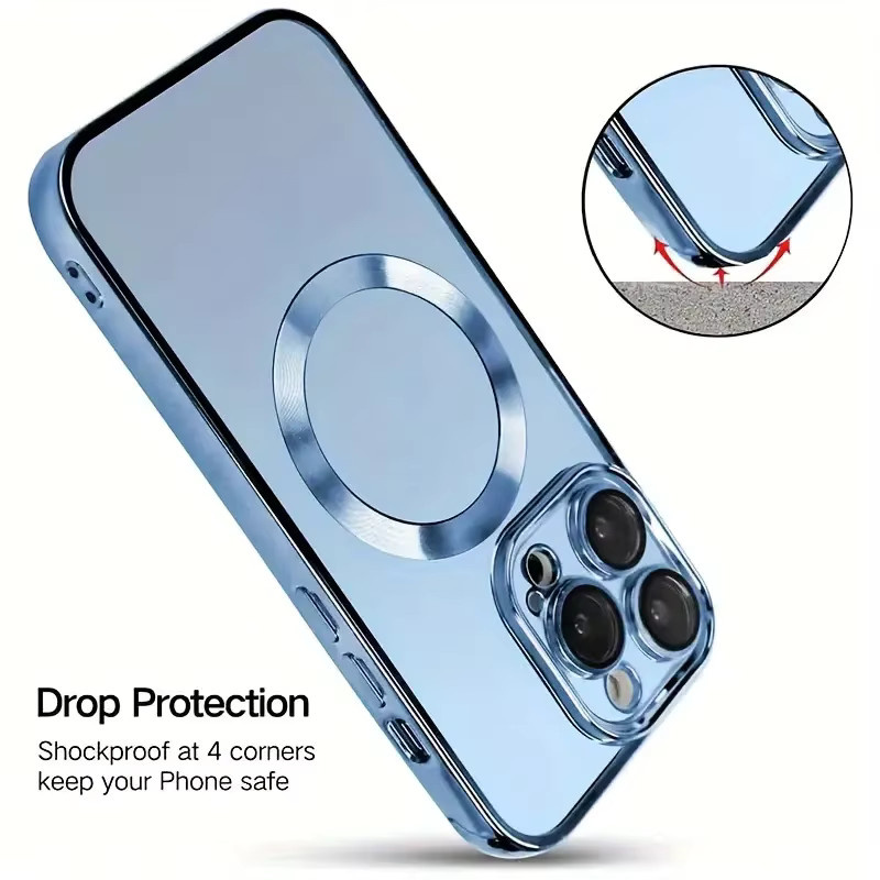 Transparente Kristall-Magnet-Handyhülle für Apple iPhone 16, 15, 14, 13, 12, 11 Pro Max mit kabellosem Laden, klare weiche Schutzhülle - Bild 2